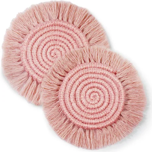 Miniatura 11 de Posavasos bohemios de 7.4 pulgadas para bebidas, posavasos absorbentes tejidos hechos a mano para escritorio, bonitos posavasos de granja para tazas