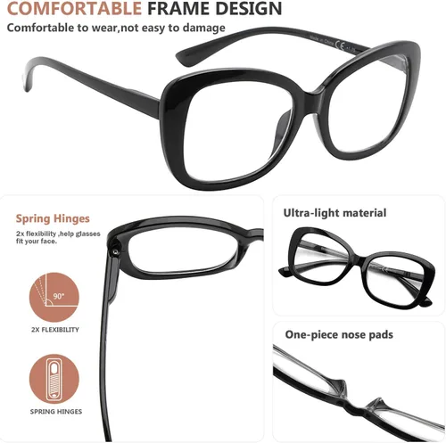 Miniatura 4 de Eyekepper Gafas de lectura elegantes para las mujeres de gran tamaño lectores - Negro +2.75