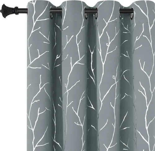 Miniatura 13 de BUHUA - Cortinas opacas blancas, cortinas plateadas, juego de 2 paneles de cortinas con ojales para dormitorio, elegante tratamiento de ventana