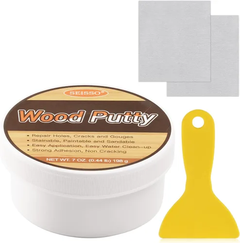 Miniatura 9 de SEISSO Masilla para Madera, Masilla de Nuez para Molduras, Masilla para Madera Pintable, Teñible, Masilla para Madera a Base de Agua para Nogal