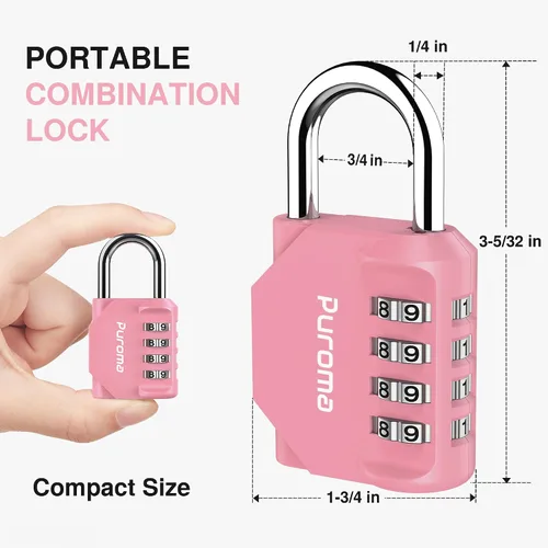 Miniatura 44 de Puroma - Candado impermeable de combinación de 4 dígitos, para intemperie, para casillero escolar o deportivo, valla, caja de herramientas, puerta