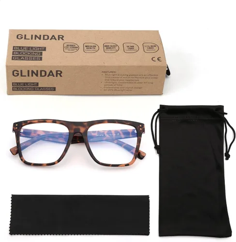 Miniatura 6 de GLINDAR Lentes de bloqueo de luz azul para mujeres y hombres, anteojos cuadrados de gran tamaño para computadora que reducen la fatiga ocular