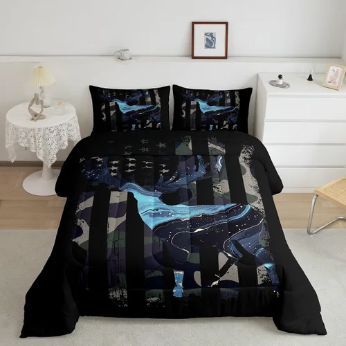 Miniatura 23 de Feelyou Juego de edredón de caza de patos para niñas y niños, edredón de patos de malardo, juego de ropa de cama de caza y pesca, juego de edredón