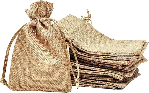 Miniatura 50 de Mandala Crafts Bolsas de regalo con cordón de arpillera negra de 10 x 12 pulgadas para regalos, 20 bolsas grandes de lino para regalo, dulces, café