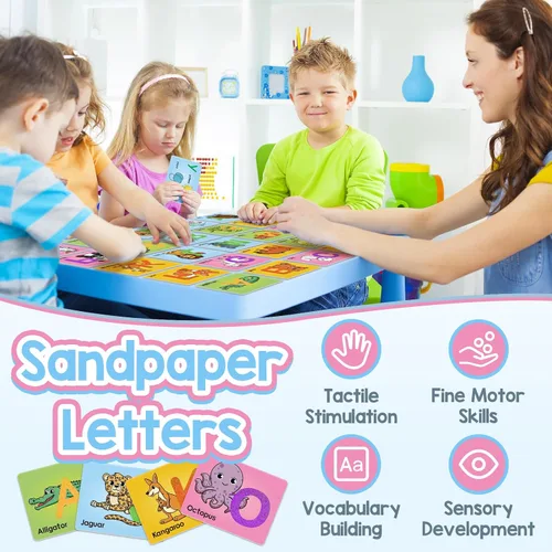Miniatura 7 de Broytain Tarjetas de letras de papel de lija para niños pequeños de 3 años, juegos de palabras, juguetes de terapia del habla para 3, 4, 5