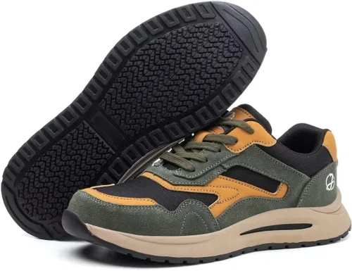 Miniatura 6 de Zapatos de punta de acero para hombre, zapatos de trabajo ligeros, cómodos, a prueba de pinchazos, zapatos de seguridad para uso industrial