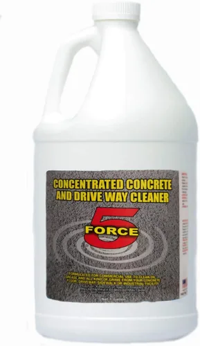 Force 5: Limpiador concentrado para exteriores, concreto, entrada y acera. Elimina manchas de agua. Manchas de suciedad oscura. Resistente. Pisos de