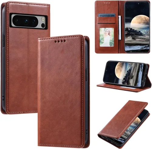 Miniatura 43 de Funda de cuero compatible con Google Pixel 7, compatible con Google Pixel 7 5G GVU6C GQML3 Flip Folio PU Funda de cuero negro