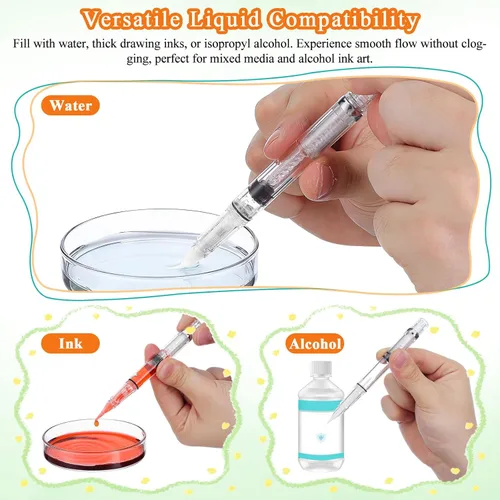 Miniatura 5 de NUOBESTY Juego de 5 pinceles de agua – Plumas recargables para acuarela, caligrafía, pintura, dibujo, álbum de recortes y bocetos