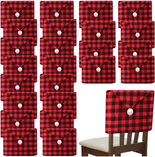Miniatura 9 de Peryiter 24 piezas de decoraciones navideñas para sillas, fundas protectoras de terciopelo para sillas de comedor de Navidad, para cocina