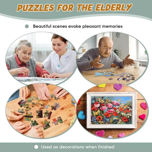Miniatura 5 de Hiboom Paquete de 10 rompecabezas grandes de 16 piezas para personas mayores con demencia para personas mayores con demencia, productos para adultos