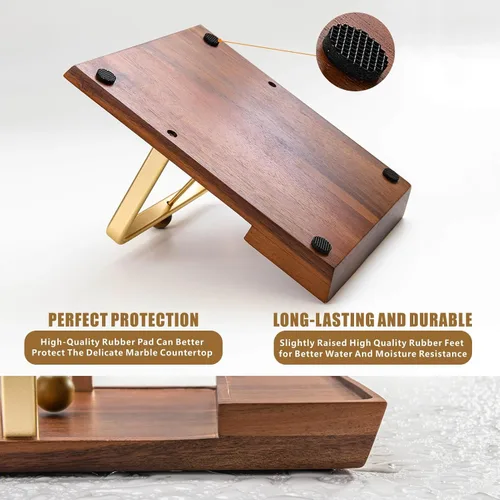 Miniatura 5 de Servilletero de madera con soporte para salero y pimentero, almacenamiento dos en uno para servilletas y botellas de condimentos, soporte