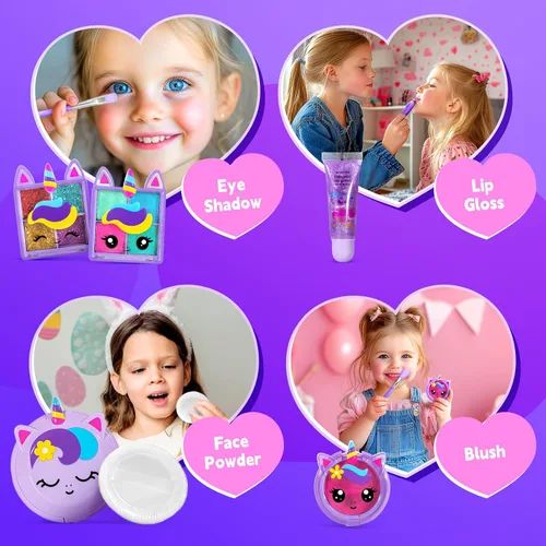 Miniatura 4 de ULOVEME Kit de Maquillaje Real para Niñas Pequeñas - Maquillaje Real, No Tóxico, Lavable - Regalo de Juguetes Unicornio para Niñas de 3 4 5 6 7 8 9