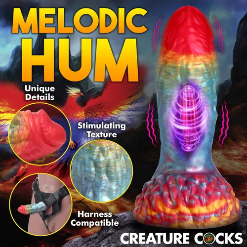 Miniatura 6 de CREATURE COCKS Consolador vibratorio de silicona Rainbow Phoenix para hombres, mujeres y parejas. Consolador de fantasía con potente vibración.