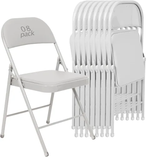 Miniatura 31 de Juego de 4 Sillas Plegables Tapizadas en Negro - Cómodas Sillas Apilables Portátiles para Interior y Exterior, Eventos, Fiestas, Oficina, Boda Negro