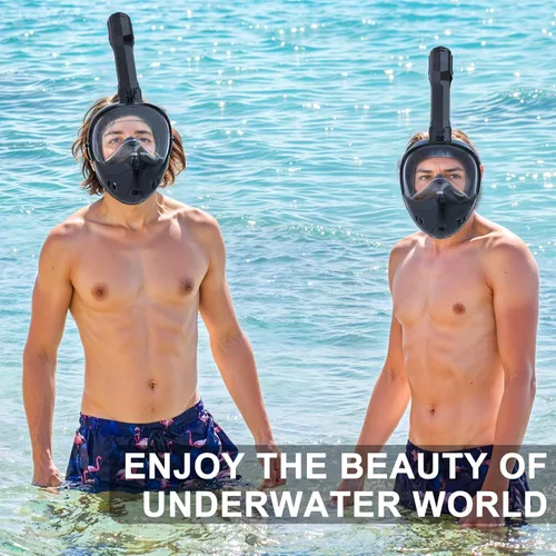 Miniatura 8 de Full Face Snorkel Mask, Snorkeling Gear for Adults Kids with Latest Dry Top Breathing System and Detachable Camera Mount, with 180 Degree Panoramic