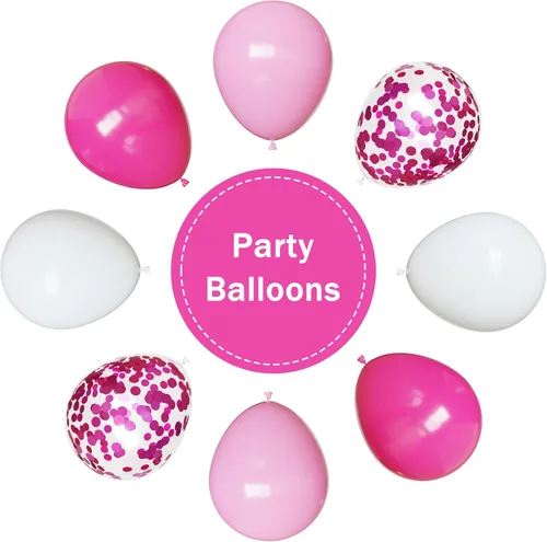 Miniatura 2 de Thomtery Globos blancos de confeti rosa, 50 globos de látex de 12 pulgadas para fiestas de cumpleaños, decoraciones del día de San Valentín