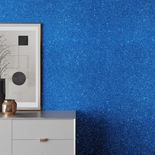 Miniatura 2 de VEELIKE Papel tapiz con purpurina azul para pegar y despegar, papel de contacto con purpurina para armarios, cajones, decoración de pared, 15.7 x