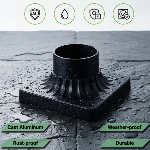 Miniatura 3 de LIT-PaTH Base de montaje de poste para exteriores, base de montaje en muelle para luz de poste estándar de 3 pulgadas, acabado negro mate, paquete
