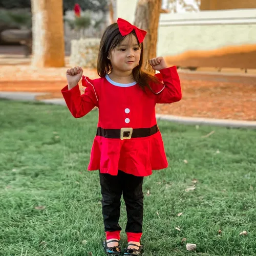 Miniatura 3 de Conjunto de ropa de Navidad con estampado de Papá Noel para niñas pequeñas, conjunto de ropa de Navidad de 3 piezas