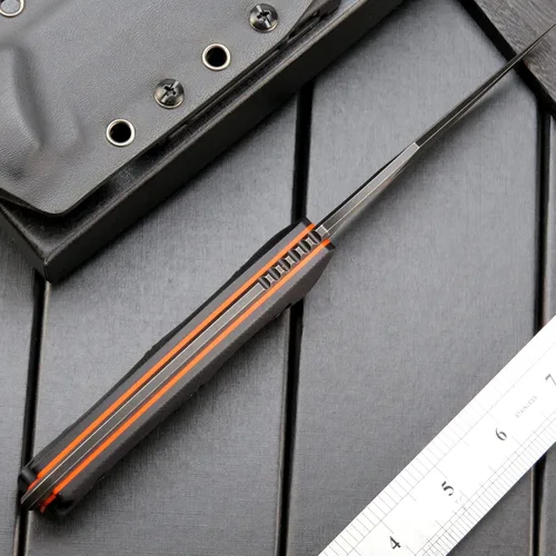 Miniatura 7 de Eafengrow EF124 Cuchillo de hoja fija 14c28n con hoja de acero recubierto de titanio negro, cuchillo fijo con mango G10 para acampar al aire libre