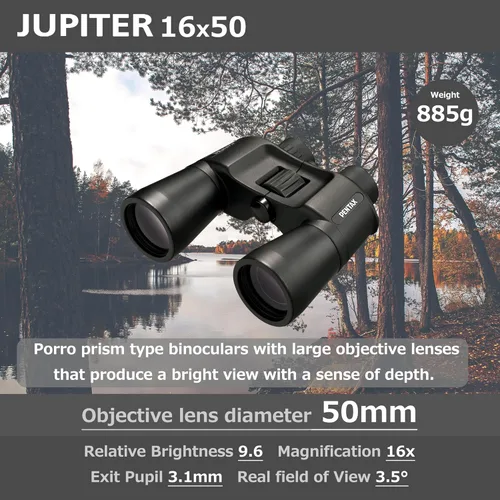 Miniatura 3 de Pentax Jupiter - Binocular de 16 x 50 pulgadas, fácil visión, gran apertura, prisma porro, color negro
