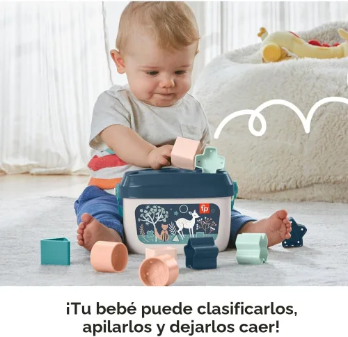 Miniatura 3 de Fisher-Price Juego de 10 formas apilables de juguete para bebés a partir de 6 meses, color beige marino (exclusivo de Amazon)