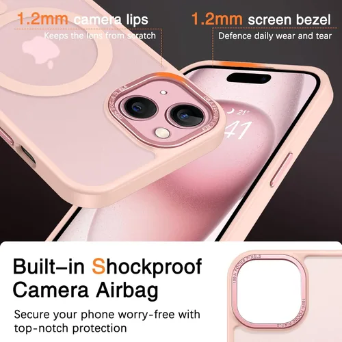 Miniatura 7 de BENTOBEN Funda para iPhone 15, funda para iPhone 15 compatible con MagSafe, funda magnética mate translúcida a prueba de golpes para mujeres