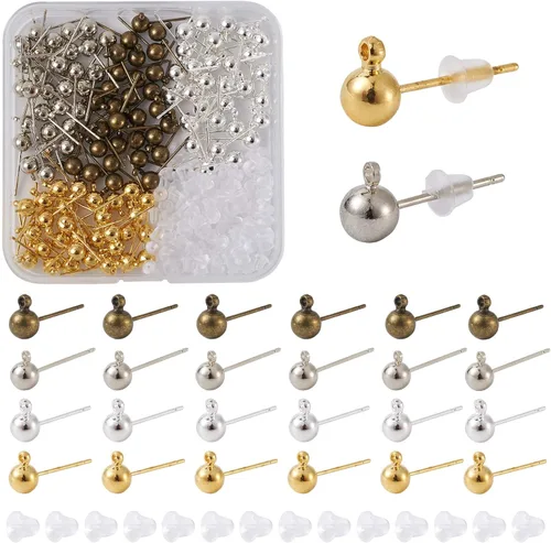 Miniatura 9 de Craftdady 40 aretes redondos de acero inoxidable de 0.669 x 0.354 in con lazo de 0.039 in para hacer joyas de aretes