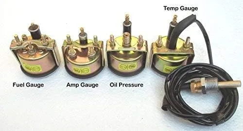 Miniatura 2 de Willys Jeep MB GPW CJ Ford Gauges Kit-Temperature Oil Pressure Fuel Amp-White Oive Chrome Bezel