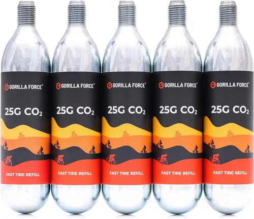 Miniatura 11 de Gorilla Force CO2 Cartridges for Bikes - Threaded 16g & 25g Refills for Tire Inflators, Bicycle Cycling, Road MTB Gravel E-Bike, Fits Most C02