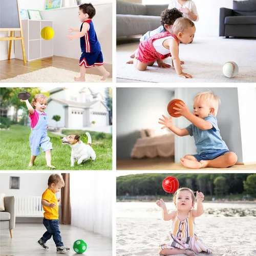 Miniatura 5 de Billeeit Juego de Mini Pelotas Deportivas para Niños Pequeños de 1-3 Años, Bolsa Deportiva para Niños, Incluye 1 de Cada Una: Fútbol de Espuma