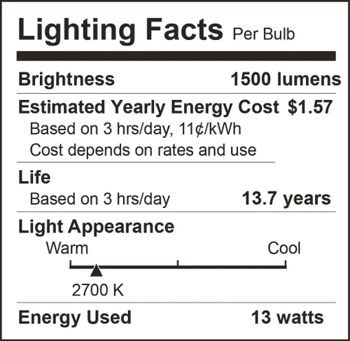 Miniatura 7 de DEGNJU - Bombillas LED A19 13 W, equivalente a 100 W, 2700 K, luz blanca suave, 1500 lúmenes, base E26, no regulable, 13 W de luz blanca brillante
