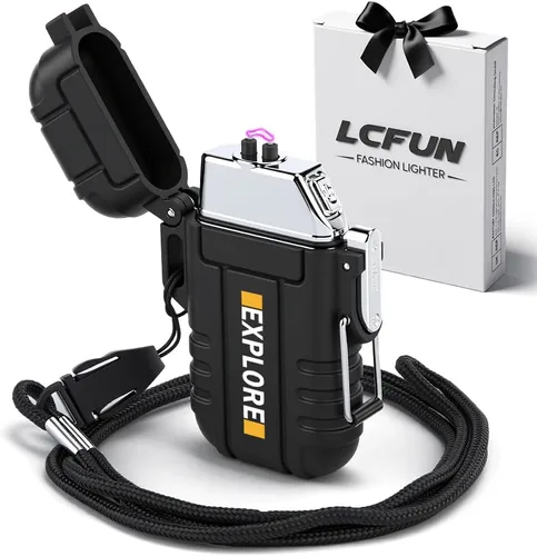 Miniatura 16 de LcFun Encendedor eléctrico recargable USB C, encendedores de plasma impermeables con pantalla LED de batería, encendedores de arco largo resistente