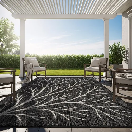 Miniatura 11 de Alfombra Lavable para Interiores y Exteriores 8x10 Resistente a la Intemperie Alfombras de Área Modernas de Yute Sólido para Porche Terraza Balcón