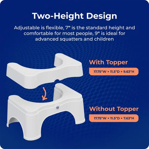 Miniatura 8 de Squatty Potty The Original Taburete de Baño para Inodoro - Ajustable 2.0, Convertible a 7" o 9" de Altura con Tapa Removible para Adultos y Niños