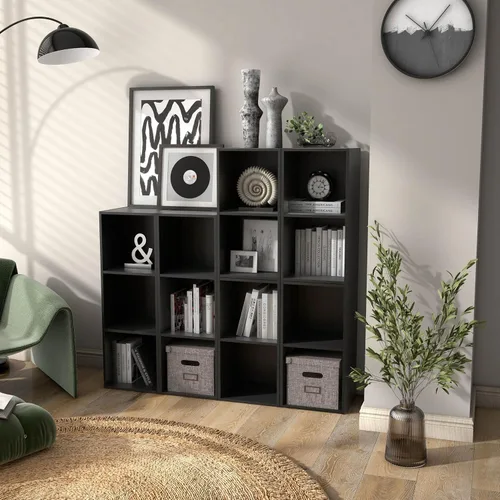 Miniatura 12 de Homes: Inside + Out Apexa - Estantería organizadora de almacenamiento de 2 cubos, estantería apilable de madera para cubos para organización
