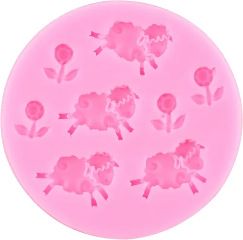 Miniatura 7 de ZiXiang Molde de silicona de animales de granja, vaca, cerdo, cabeza de oveja, molde de silicona para valla de jardín, molde de fondant para Estilo D