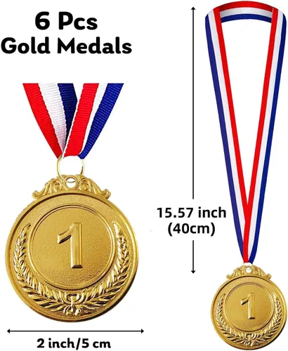 Miniatura 2 de Jauisus 6 medallas de oro para premios, medallas de metal para el primer lugar, estilo olímpico, premios para deportes, fiestas, torneos, premios