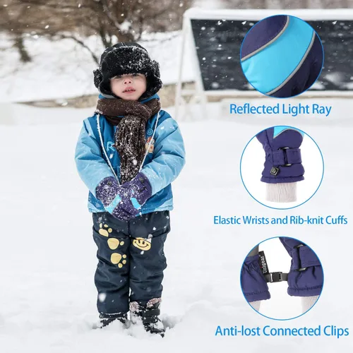 Miniatura 6 de Unigear Guantes de esquí para niños, impermeables, para invierno, clima frío, snowboard y snowboard, se adaptan tanto a niños como a niñas