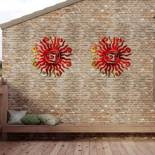 Miniatura 3 de Moxweyeni Arte de pared de metal con sol de 12 pulgadas, decoración al aire libre, loco y grande, decoración de pared de metal, decoración de Azul