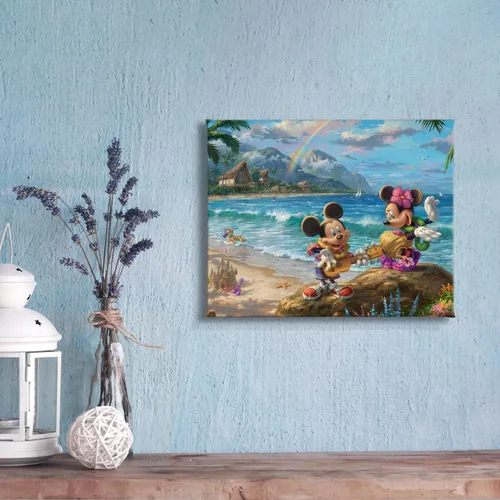 Miniatura 3 de Thomas Kinkade Studios Disney's Mickey and Minnie in Hawaii - Lienzo con envoltura de galería (8 x 10 pulgadas)