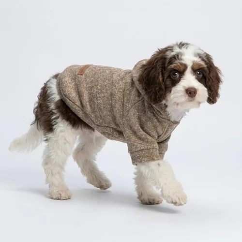 Miniatura 7 de Fitwarm Suéter de punto con capucha para perro, ropa de invierno para perros pequeños niño niña, suéter con capucha para mascotas ligero, caqui