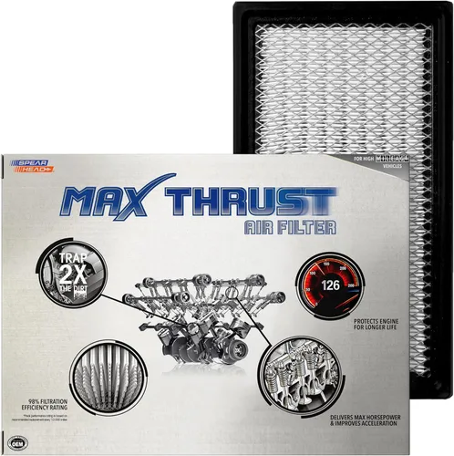 Miniatura 13 de Filtro de aire de motor Spearhead MPG Defense Max Thrust para vehículos de todo kilometraje, se adapta como el OEM, restaura MPG y aceleración