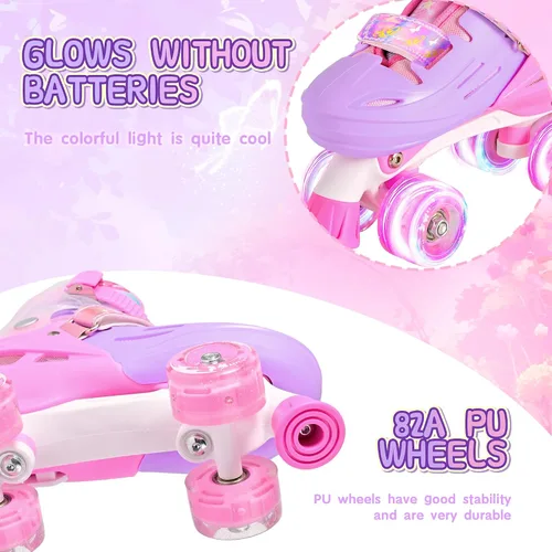 Miniatura 5 de 2PM SPORTS Patines de ruedas para niñas, niños y niños pequeños de 4 a 6, 5 a 8, 6 a 12, 8 a 12 años con ruedas iluminadas, patines ajustables