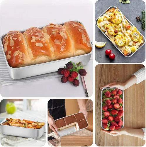 Miniatura 6 de LIANYU Paquete de 4 moldes para pan para hornear pan, molde para pan de 9 x 5 pulgadas, molde para pan de acero inoxidable para pastel de carne