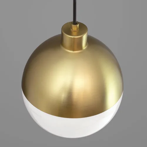 Miniatura 6 de Globe LED Collection - Lámpara colgante moderna de cristal ópalo de mediados de siglo, bronce cepillado