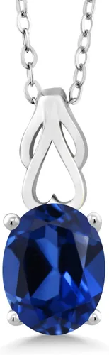 Miniatura 62 de Gem Stone King Collar de plata de ley 925 con piedra natal ovalada de 0.354 x 0.276 in Collar con colgante solitario para mujer Con cadena
