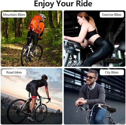 Miniatura 6 de Cojín de asiento de bicicleta acolchado de gel extra suave y cómodo para hombres y mujeres, cómodo, con pelotón estacionario, ejercicio, bicicletas