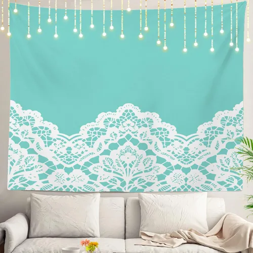 Miniatura 21 de Shrahala Tapiz de pared azul brillante, acuarela azul degradado para colgar en la pared, tapiz grande decorativo de fibra de poliéster, dobladillo